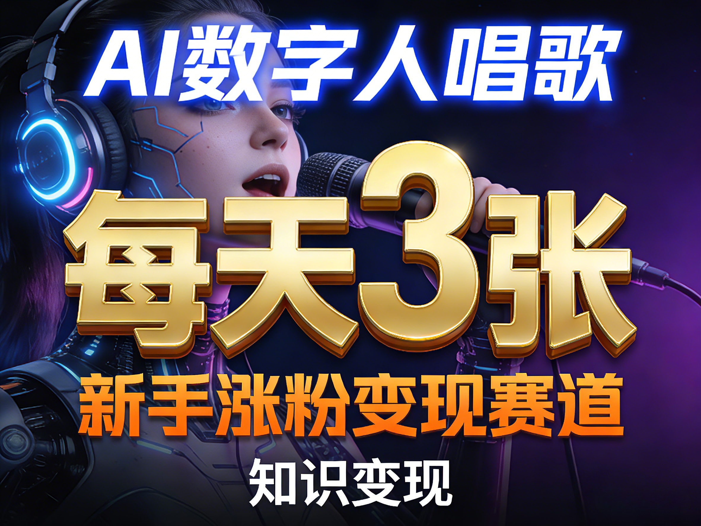 AI数字人唱歌，新手涨粉变现赛道，每天3张和知识付费，副业必备-柯南聊项目