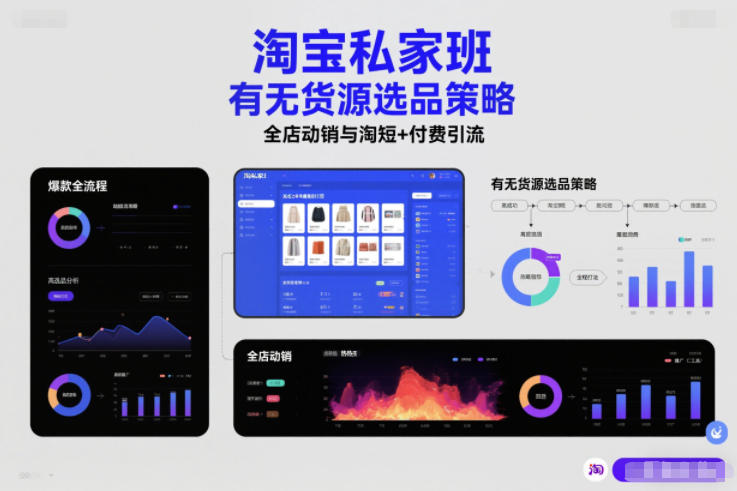 淘宝私家班，有无货源选品策略，高成功率爆款全流程打法，全店动销与淘短+付费引流(更新2026年4月)-柯南聊项目