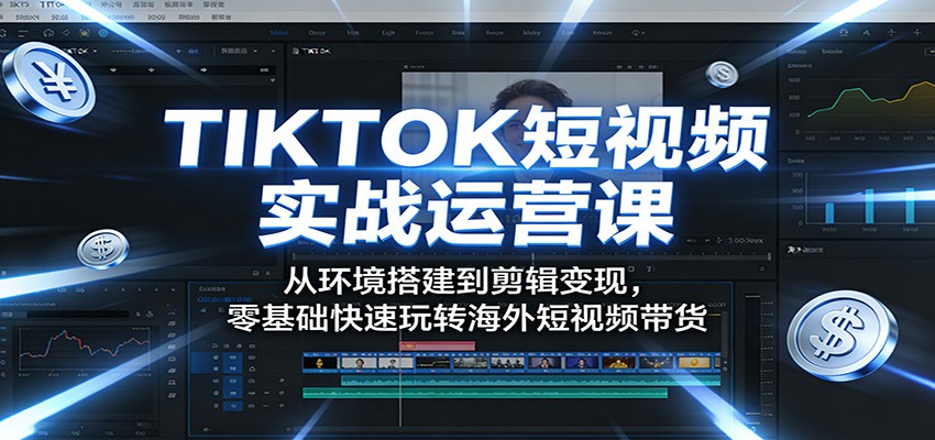 TIKTOK短视频实战运营课：从环境搭建到剪辑变现，零基础快速玩转海外短视频带货-柯南聊项目