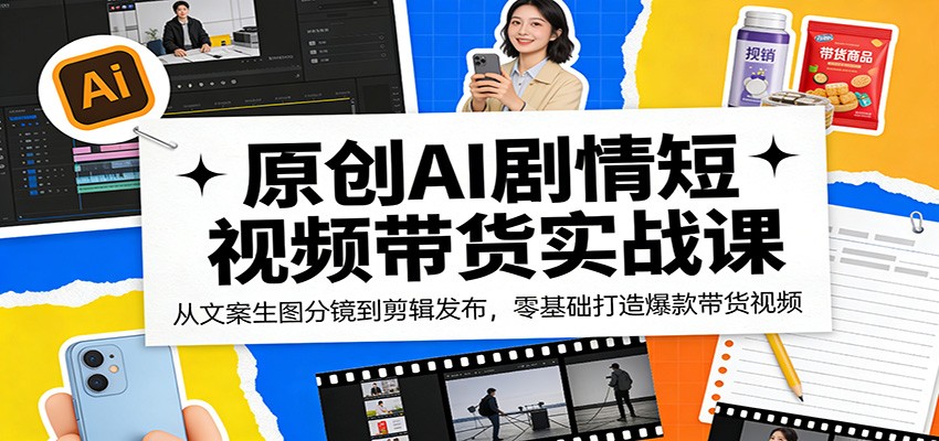 原创AI剧情短视频带货实战课：从文案生图分镜到剪辑发布，零基础打造爆款带货视频-柯南聊项目