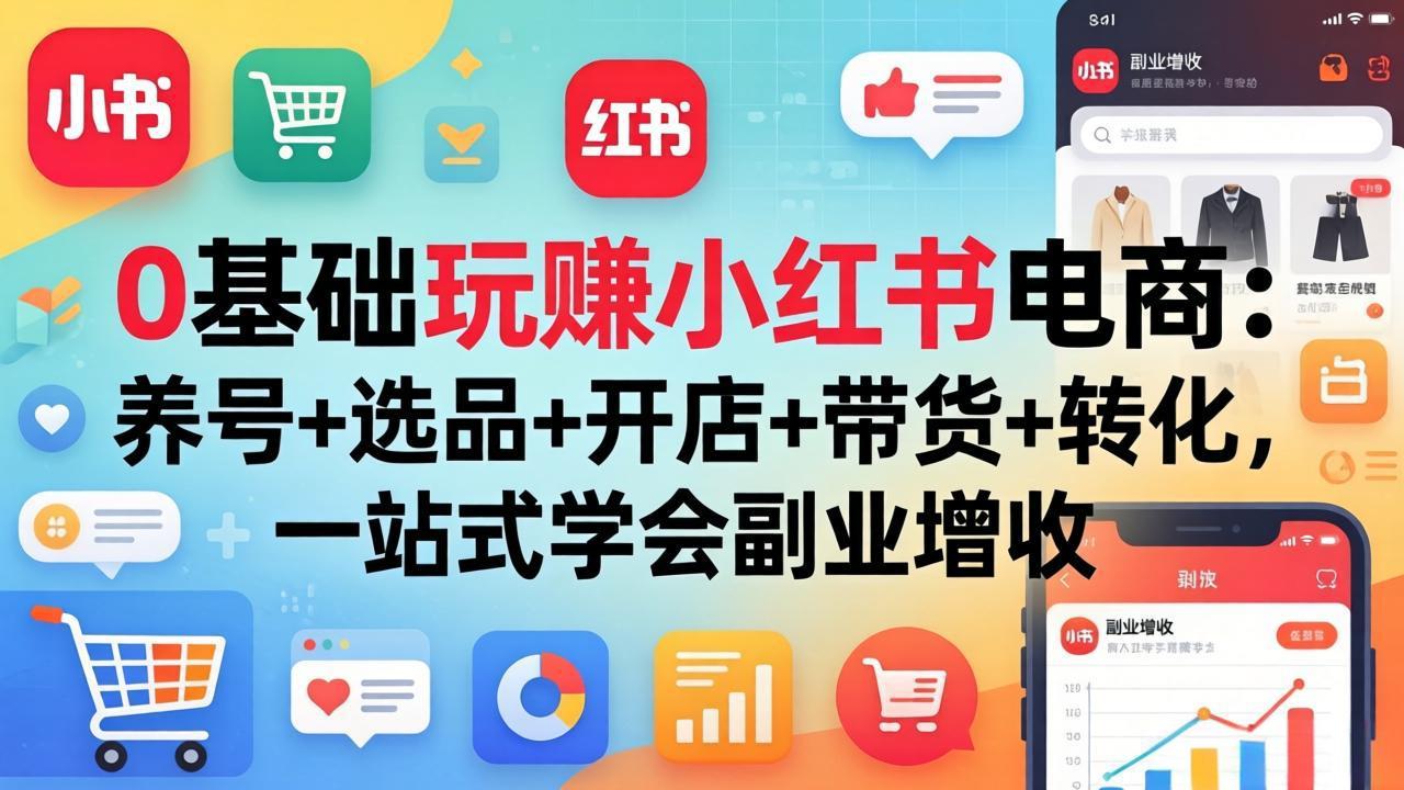 0基础玩赚小红书电商：养号+选品+开店+带货+转化，一站式学会副业增收-柯南聊项目