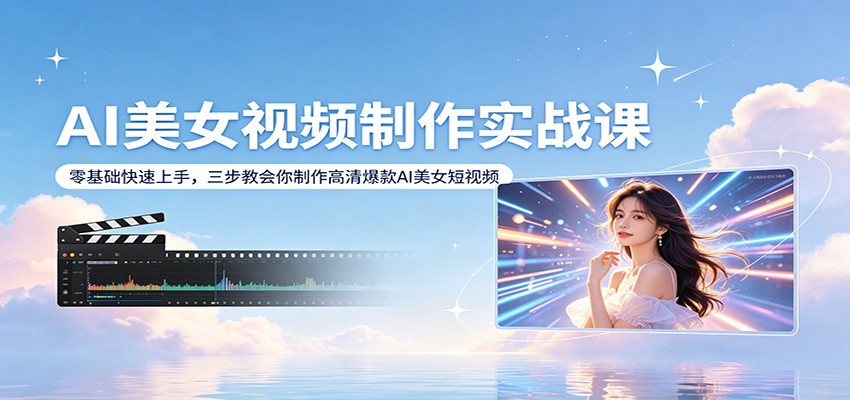AI美女视频制作实战课：零基础快速上手，三步教会你制作高清爆款AI美女短视频-柯南聊项目