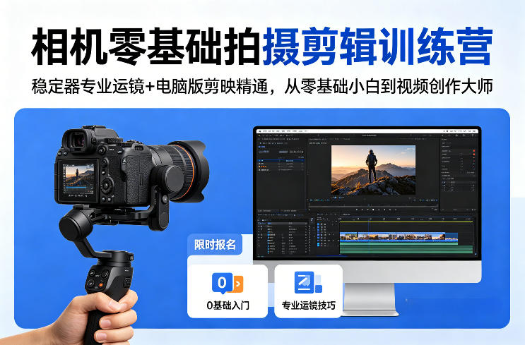 相机零基础拍摄剪辑训练营：稳定器专业运镜+电脑版剪映精通，从零基础小白到视频创作大师-柯南聊项目