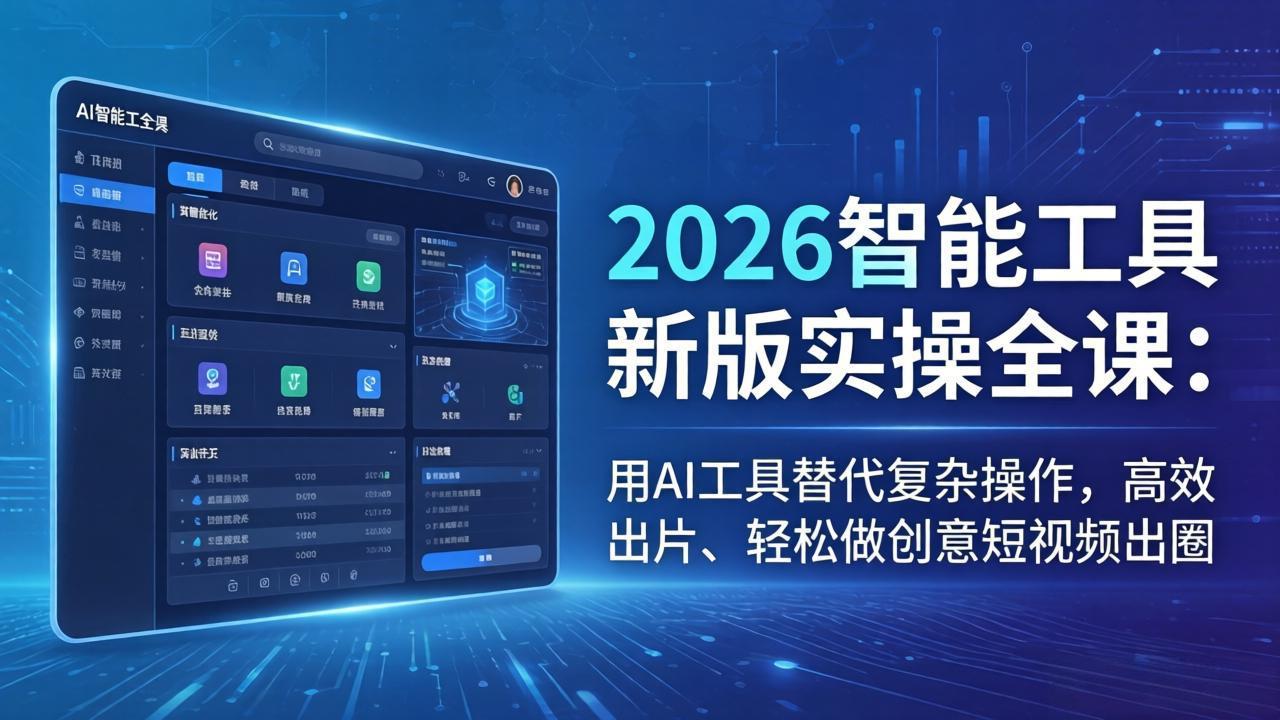 2026智能工具新版实操全课：用AI工具替代复杂操作，高效出片、轻松做创意短视频出圈-柯南聊项目