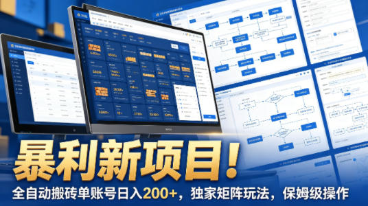 暴利新项目！全自动搬砖单账号日入200+，独家矩阵玩法，保姆级操作【揭秘】-柯南聊项目
