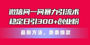 微信问一问暴力引流术，稳定日引300+创业粉，最新方法，条条爆款【揭秘】-柯南聊项目