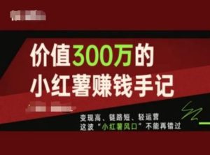 价值300万的小红书赚钱手记，变现高、链路短、轻运营，这波“小红薯风口”不能再错过-柯南聊项目