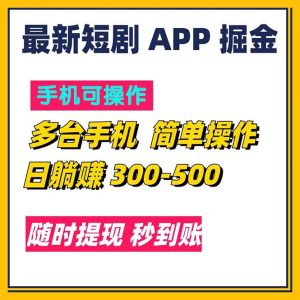 （11618期）最新短剧app掘金/日躺赚300到500/随时提现/秒到账-柯南聊项目