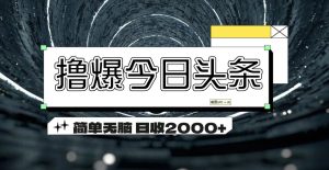 （11665期）撸爆今日头条 简单无脑操作 日收2000+-柯南聊项目