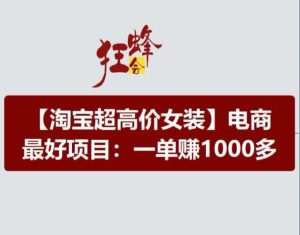 淘宝超高价女装项目，电商最好赛道，一单赚1000多-柯南聊项目