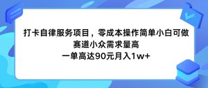 打卡自律服务项目，零成本操作简单小白可做，赛道小众需求量高，一单高达90元月入1w+-柯南聊项目