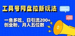 一鱼多吃，日引流200+创业粉，全平台工具号，网盘拉新新玩法月入5位数【揭秘】-柯南聊项目