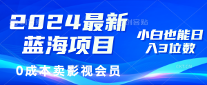 (11894期)2024最新蓝海项目,0成本卖影视会员,小白也能日入3位数-柯南聊项目
