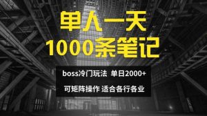 单人一天1000条笔记，日入2000+，BOSS直聘的正确玩法【揭秘】-柯南聊项目