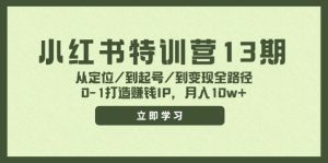 小红书特训营13期，从定位/到起号/到变现全路径，0-1打造赚钱IP，月入10w+-柯南聊项目