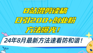 （11975期）B站混剪读稿日引200+创业粉方法4.0曝光，24年8月最新方法Ai一键操作 速…-柯南聊项目
