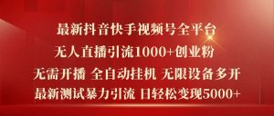 最新抖音快手视频号全平台无人直播引流1000+精准创业粉,日轻松变现5k+【揭秘】-柯南聊项目