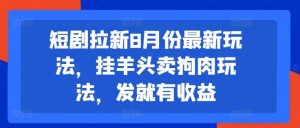 短剧拉新8月份最新玩法，挂羊头卖狗肉玩法，发就有收益-柯南聊项目