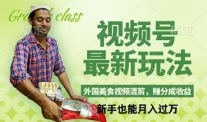 视频号新玩法，外国美食视频混剪，撸分成计划收益，视频制作简单，轻松月入过万【揭秘】-柯南聊项目