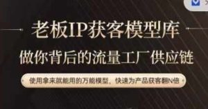 老板IP流量供应链，动作越少，账号越好，使用拿来就能用的万能模型，快速为产品获客翻N倍-柯南聊项目