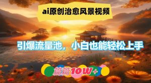 ai原创治愈风景视频，引爆流量池，小白也能轻松上手，篇篇10w+-柯南聊项目
