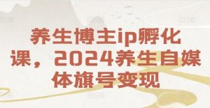 养生博主ip孵化课，2024养生自媒体旗号变现-柯南聊项目