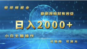 （12347期）短视频掘金，刷刷视频就有收益.小白无脑操作，日入2000+-柯南聊项目