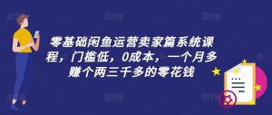 零基础闲鱼运营卖家篇系统课程，门槛低，0成本，一个月多赚个两三千多的零花钱-柯南聊项目