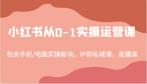 小红书从0-1实操运营课，包含手机/电脑实操板块、IP和私域课、直播课（97节）-柯南聊项目