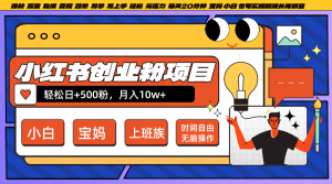小红书创业粉日+500，月入10W+，无脑操作，每天20分钟-柯南聊项目