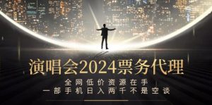 演唱会2024票务代理,全网低价资源在手,一部手机日入两千不是空谈-柯南聊项目