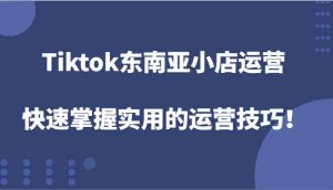 Tiktok东南亚小店运营，快速掌握实用的运营技巧！-柯南聊项目