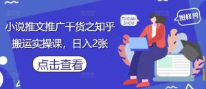小说推文推广干货之知乎搬运实操课，日入2张-柯南聊项目