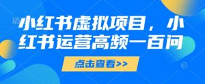 小红书虚拟项目，小红书运营高频一百问【文档】-柯南聊项目