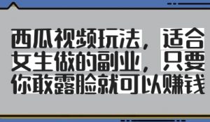 西瓜视频玩法，适合女生做的副业，只要你敢露脸就有收益-柯南聊项目