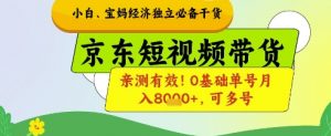 小白宝妈经济独立必备干货，京东短视频带货，亲测有效!0基础单号月入8k+，可多号【揭秘】-柯南聊项目