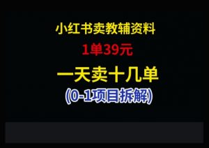 小红书卖小学教辅资料，1单39，1天十几单-柯南聊项目