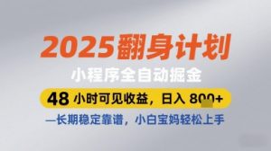 2025翻身计划小程序全自动掘金，48小时可见收益，日入多张+，长期稳定靠谱，小白宝妈轻松上手【揭秘】-柯南聊项目