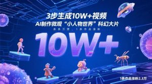 3步生成10W+视频，AI制作微观“小人物世界”科幻大片，条条万赞，1条作品涨粉2.3W-柯南聊项目