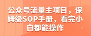 公众号流量主项目，保姆级SOP手册，看完小白都能操作-柯南聊项目