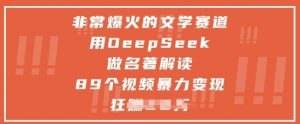 非常爆火的文学赛道，用deepseek做名著解读 ，89个视频暴力变现1w+-柯南聊项目