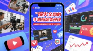 爆火全网的手机短视频变现课，0基础教你拍摄剪辑涨粉运营变现，用一部手机挣钱-柯南聊项目