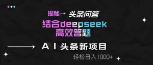 揭秘头条问答新玩法！结合deepseek高效答题，轻松日入1000+-柯南聊项目
