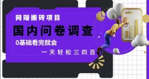 网创搬砖项目，国内问卷调查，0基础看完就会 一天轻松三四张，靠谱副业干就完了【揭秘】-柯南聊项目