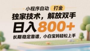 小程序自动打金独家技术，解放双手日入8张，长期稳定靠谱，小白宝妈轻松上手【揭秘】-柯南聊项目