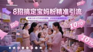 8招搞定宝妈粉精准引流，精准引流10万本地母婴粉，多渠道流量爆破玩法-柯南聊项目