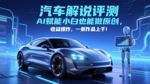 抖音汽车解说评测赛道，AI赋能小白也能做原创，收益爆炸，一条作品上千-柯南聊项目