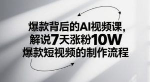爆款背后的AI视频课，解说7天涨粉10W爆款短视频的制作流程-柯南聊项目