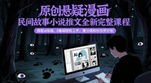 原创悬疑漫画民间故事小说推文全新完整课程， 搭配ai绘画，0基础轻松上手，撸分成和伙伴计划-柯南聊项目