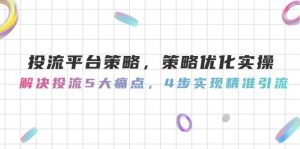 投流平台策略，策略优化实操，解决投流5大痛点，4步实现精准引流-柯南聊项目